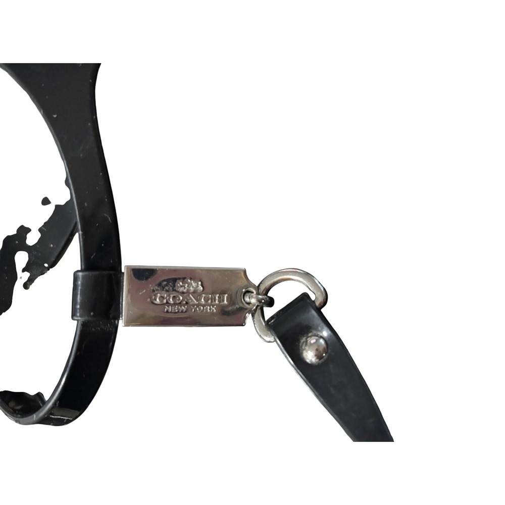 Coach Plato Black Jelly T-Strap Thong Sandals Silver Hardware Q8001 Womens 8B - Picture 2 of 6